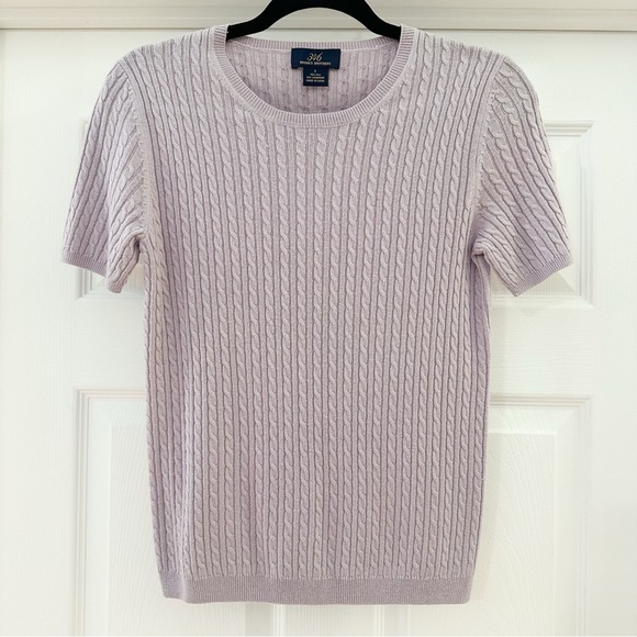 Brooks Brothers 346 Silk Cashmere Short Sleeve Cable Knit Sweater Top sz Small - Picture 3 of 5